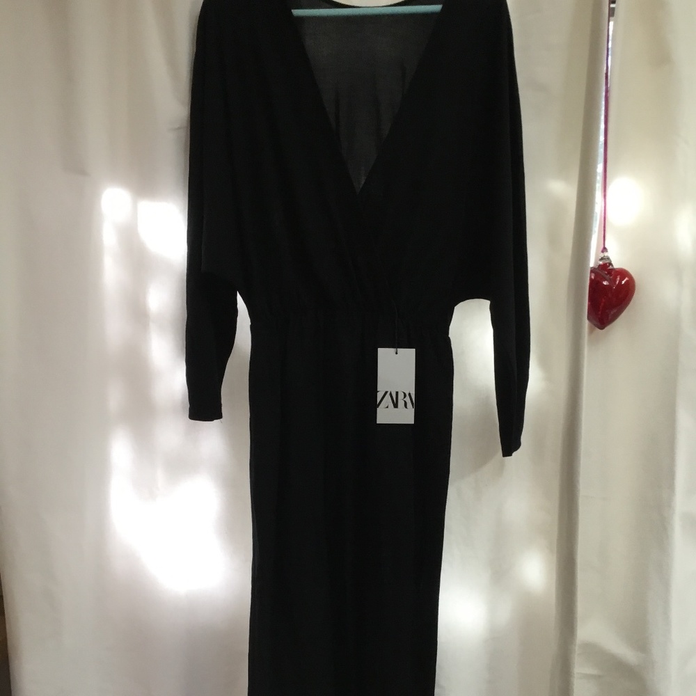 Zara low back sheath dress, cotton, elastic waist, never worn